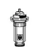 Thermostatoberteil mit präziser Voreinstellung, G 1/2, abgebildet in technischer Zeichnung. Produkt von IMI Hydronic Engineering, geeignet für Heizungsanwendungen.